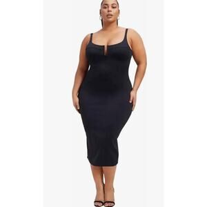 Good American U-Corset Scuba Bodycon Midi Dress | Sz 5 = 2XL, Black NEW $139